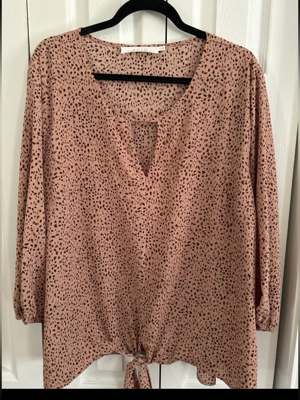 ASTR The Label 2X Blush Pink Animal Print Tie Front Blouse Plus Size